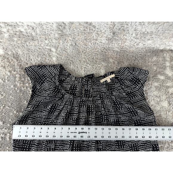 41 Hawthorn Size L Polka Dot Casual Keyhole Tie Top Black Cap Sleeve - Picture 4 of 6